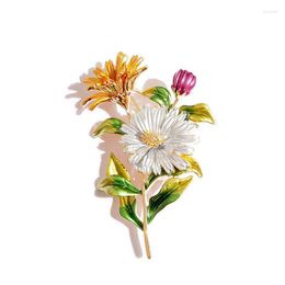 Brooches Colourful Daisy Flower Enamel Pins And Fashion Elegant Weddings Bouquet Clothes Jewellery Accessories Gift For Women