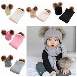2019 Brand New Newborn Baby Kids Girls Boys Winter Warm Knit Hat Furry Balls Pompom Solid Cute Lovely Beanie Cap GiftsZZ