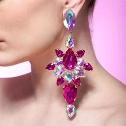 Dangle Earrings Bohemian Bridal Wedding Super Flash AB Colour Ruby Red Crystal Jewellery Fashion Luxury Women Pendant Wholesale