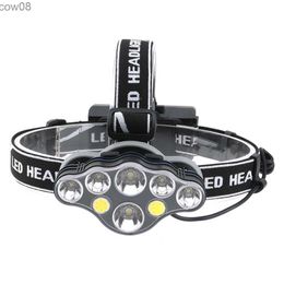 Headlamps 8D Headlamp USB Rechargeab Strong Light COB Head Lamps Red Light Outdoor Camping Fishing Headlight Head Flashlight HeadLight HKD230719