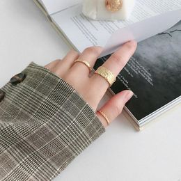 Cluster Rings LouLeur 925 Sterling Silver Concave Convex Foil Paper Irregular Female Temperament Wide Face Elegant Texture Fine Jewellery