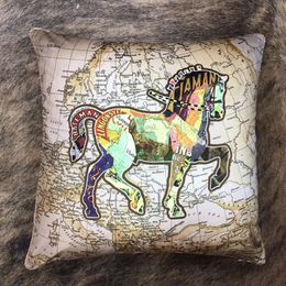 Luxury Horse Series Square Pillow Holland Velvet Super Soft Sample Room Decoration Printing Cushion Cover