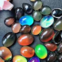 Metals mood beads change color glaze ring face oval shape loose bead fit ring bracelet necklace DIY accessories jewelry298o