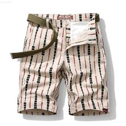 Men's Shorts 2023 Summer New Men's Straight Casual Shorts Classic Outdoor Fashion Print Cotton Cargo Shorts Male Army Green Khakis L230719