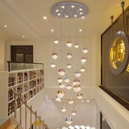 Chandeliers Modern Minimalist Staircase Long Chandelier Living Room Nordic Duplex Villa Spiral Light Luxury Ball Lamps