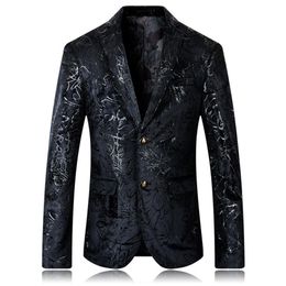 Men's Suits & Blazers YUSHU Mens 2021 Arrival Floral Blazer Men Wedding Prom Dress Plus Size 5XL Black Suit Jacket212K