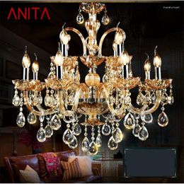 Chandeliers ANITA Luxury Candle Chandelier Modern Amber LED Lighting Creative Decorative Fixtures For Home Living Dining Room Bedroom