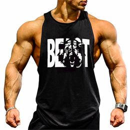 Men's Tank Tops Gym Brand Clothing Bodybuilding Fitness Men's Running Tank Training Beast Printed Vest Stringer Sportswear Muscle Underwear 230718