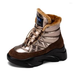 Boots Donna-in Original Design Warm Fur Snow High Platform Genuine Suede Women Winter Waterproof Lace Up Casual Shoes