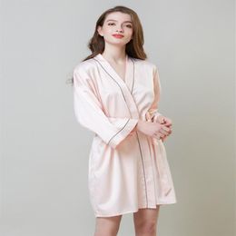 Ladies Summer Sleepwear Thin Dress Beauty Bride's Morning Dress Silk Kimono Robe Pajamas Nightdress Sleepwear Broken187s