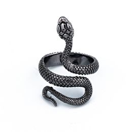 Retro Gothic Punk Snake Rings For Men Women Exaggerated Antique Siver Colour Fashion Hip Hop Open Adjustable Dragon Rings Jewlery