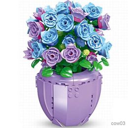 Blocks DIY Purple Campanula Plants Valentine's Day Gardens Romantic Building Blocks Classic Model Bricks Kids Sets Kits Toys R230720