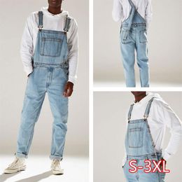 Men Casual Jeans Denim Strap Jean Jumpsuit Loose Fitting Sleeveless Casual Feminino Overalls Dungarees Playsuit254S