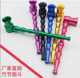 Smoking Pipes Metal aluminum pipe portable bamboo tobacco rod men's tobacco pipe 130*28mm