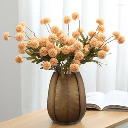 Decorative Flowers 5 Pcs Artificial Flower Bouquet Heads Silk Dandelion Ball Fake Long Branch DIY Home Wedding Decor Crafts Gifts