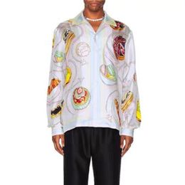 Mens Casual Shirts 23ss Casablanca Silk Screen Beach Couple Loose Long Sleeve Shirt 230718