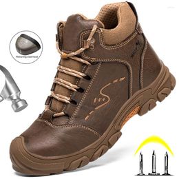 Boots Indestructible Safety Shoes Men With Steel Toe Waterproof Work Anti-Smash Puncture-Proof Man