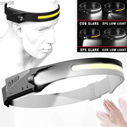 Headlamps LX200 COB D Headlamp Fishing Head Light Sensing 1200mAh 35000LM 5 Lighting Modes Rechargeab COB Outdoor Adventure Light HKD230719