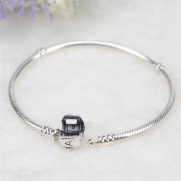 EDELL Authenetic 925 Sterling Silver Bead Charm Snake chain Lobster Clasp Basic Beads Fit Women Pandorau Bracelet DIY Jewelry234r