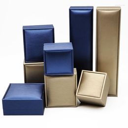 Jewellery Pouches Luxury Small Concealed Hinges Wire Drawing Pu Leather Packaging Box Jewellery Boxes Custom Logo