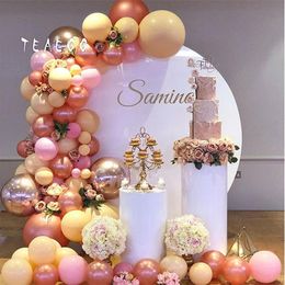 136pcs Rose Gold 4D Balloon Arch Garland Kit Ballon Wedding Baby Shower Graduation Anniversary Organic Party Decoration Backdrop T2655