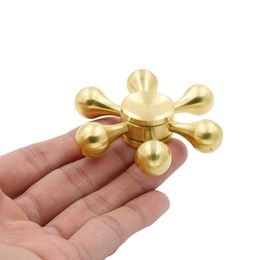 Six Arms Molecule Shape Metal Hand Finger Spinner Spinning Top Novelty Gryo Toys240q