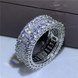 925 sterling silver wedding band Diamond eternity Ring for Women solid engagement anniversary fashion jewelry235e