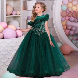 Teen Bridesmaid Dress For Girls Children Costume Flower Embroidery Wedding Bow Princess Dress Evening Christmas Party Dress Gown