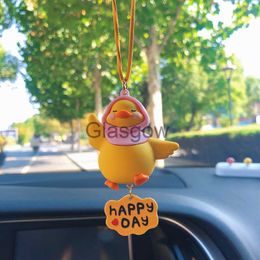 Interior Decorations Anime Dancing Duck Car Interior Decoration Cute Hanging Duck Auto Rearview Mirror Pendant For Car Product Decoration Accessories x0718