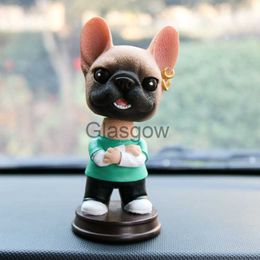 Interior Decorations Cool Pug Nodding Dog Car Dashboard Decor Toys Bobblehead Car Accessories Interior Shaking Head Figures Cute Car Ornament Gifts x0718