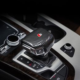 Carbon Fibre Car Console Gear shift knob head Frame cover trim sticker for Audi A4 A5 A6 A7 Q5 Q7 S6 S7 Car styling Auto Accessori278w
