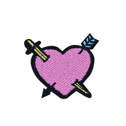 10PCS Sword Heart Patches for Clothing Iron on Transfer Applique Patch for Garment Jeans DIY Sew on Embroidered Accessories289J