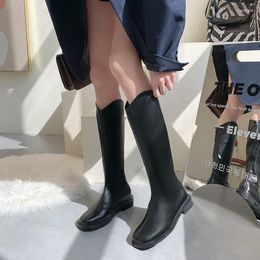 Dress Shoes Knight Boots Women's Winter Back Zipper Versatile Casual Square Head Thick Heel High