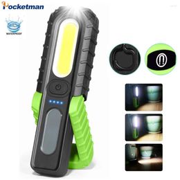 Flashlights Torches 3 Maintenance Light Xpg Cob Electric Display Three Gear Hook Magnet Bracket Black Green Without Battery