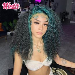 Dark Green Coloured Wig Curly Lace Front Human Hair Wigs Transparent 13x4 Frontal Pre-Plucked Brazilian U