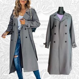 Women's Trench Coats Spring Autumn Coat Woman Korean Double Breasted Long Women Overcoat Windbreaker Female