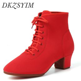 Dance Shoes DKZSYIM Women Ballroom Latin Dance Shoes Jazz Modern Dance Shoes Lace Up Dancing Boots Red Black Sports Dancing Sneakers 230719