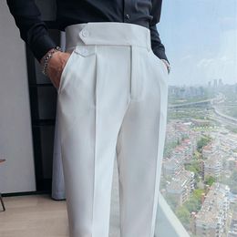 K008 British Style Autumn New Solid Business Casual Suit Pants Men Clothing Simple All Match Formal Wear Office Trousers Straight 233a