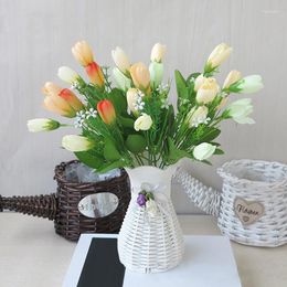 Decorative Flowers Artificial Crocus Tulips Bouquet Magnolia Buds Flower Silk Arrangement Home Wedding Party Decoration