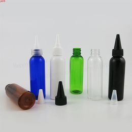 100 x 60ml Clear Amber White Black Green Blue Empty PET Plastic Bottle With PP Spout Cap 60cc Packaging Cosmetic Container2548