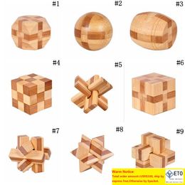 IQ Brain Teaser Kong Ming Lock 3D Wooden Interlocking Burr Puzzles Game Toy For Adults KidsZZ