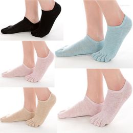 Women Socks 5 Pairs Woman Invisible Five Finger Short Solid Cotton Ankle Spring Summer Breathable No Show Boat With Toes