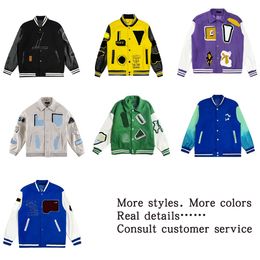 mens designer jacket Varsity Jacket Letterman Jacket Embroidery Autumn Men Hip Hop Jackets Breasted Flocking Leather Sleeves Baseball Coat