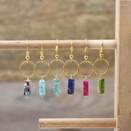 Dangle Earrings Bohemian Women Colourful Imperial Jaspers Stick Hoop Designer Ear Rings Reiki Hook Eardrop Maid Jewelry QC7047