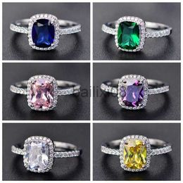Band Rings Eternity Square Shiny Multiple Colors Wedding Engagement Rings for Women Ring Party Wedding Fashion Jewelry J230719
