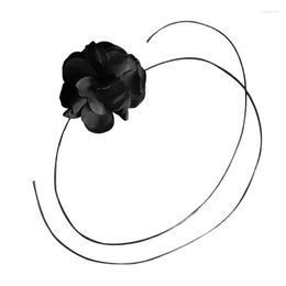 Chains Elegant Big Camellia Choker Neckband Flower Collar Necklace Vintage Long Lace Up Fashion Jewellery