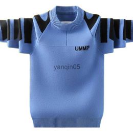 Pullover Boys Tops 100% cotton solid red sweaters teenage knitted shirt winter warm jackets 4-16T kids spring-fall pullovers blue shirt HKD230719