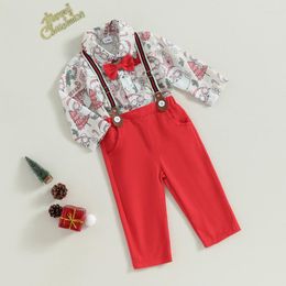 Clothing Sets Baby Boy 2PCS Pant Autumn Clothes Long Sleeve Santa Claus/Deer Shirt And Suspender Pants Items