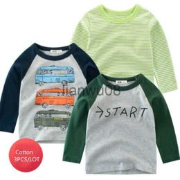 T-shirts 3PCSLot children tops girls long sleeve tshirt baby kids tee shirts spring boys clothes autumn clothing toddler shirts stripes x0719