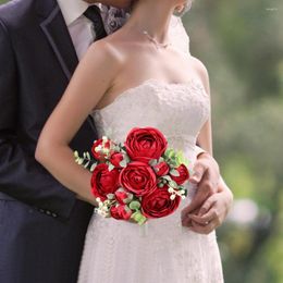 Decorative Flowers Artificial Rose Bouquet 10 Heads No Watering With Stem Wedding Pography Art Simulation Flower Supply